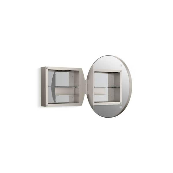 KOHLER Verdera 23.625-in x 23.625-in Surface/Recessed Mount Matte Black Mirrored Round Medicine Cabinet