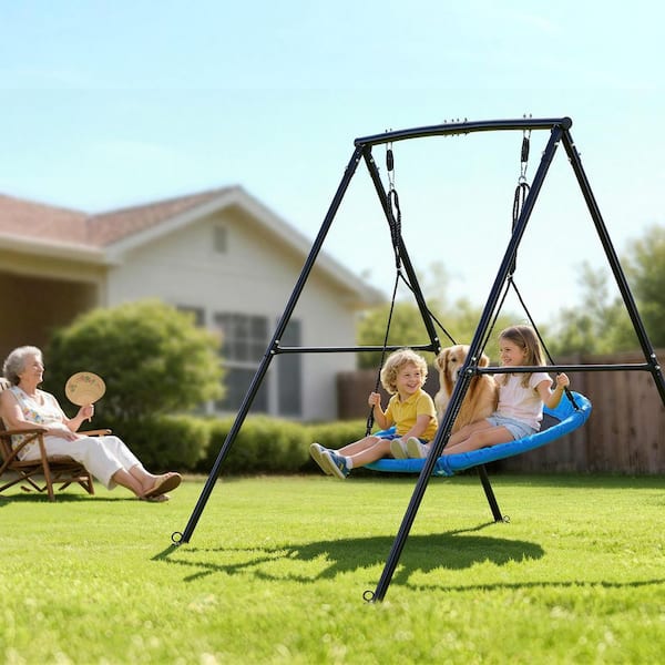 SKYSHALO Swing Set for Backyard, 40 in. Saucer Swing Seat with