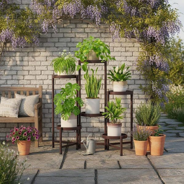 【tower製スタンド付き】超軽量 ストライダー プロ シャンパンゴールド 6 Tier Indoor Outdoor Bronze Iron Plant Stand Flower Holder (28.5