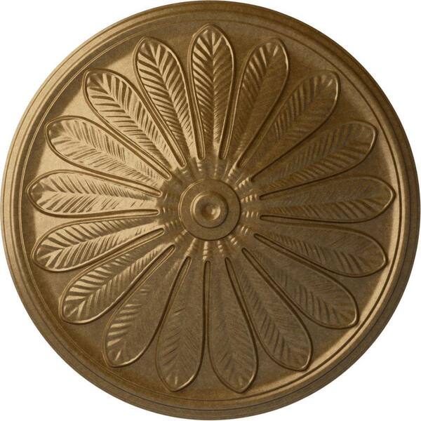 Ekena Millwork 25-1/2 in. x 5-1/2 in. Brontes Urethane Ceiling Medallion (Fits Canopies upto 3-5/8 in.), Pale Gold