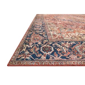 Layla Red/Navy 9 ft. x 12 ft. Distressed Bohemian Printed Area Rug
