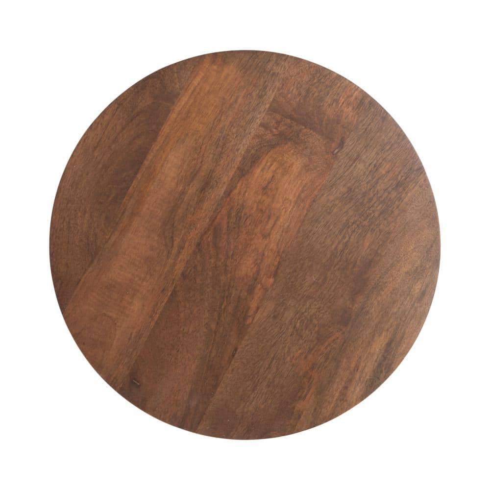 Talcott Round Walnut Brown Solid Mango Wood Side Table