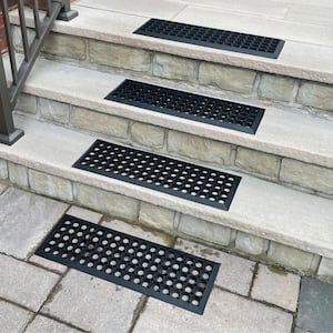 10 in. x 30 in. Drainage Rubber Stair Tread Set 4-Piece