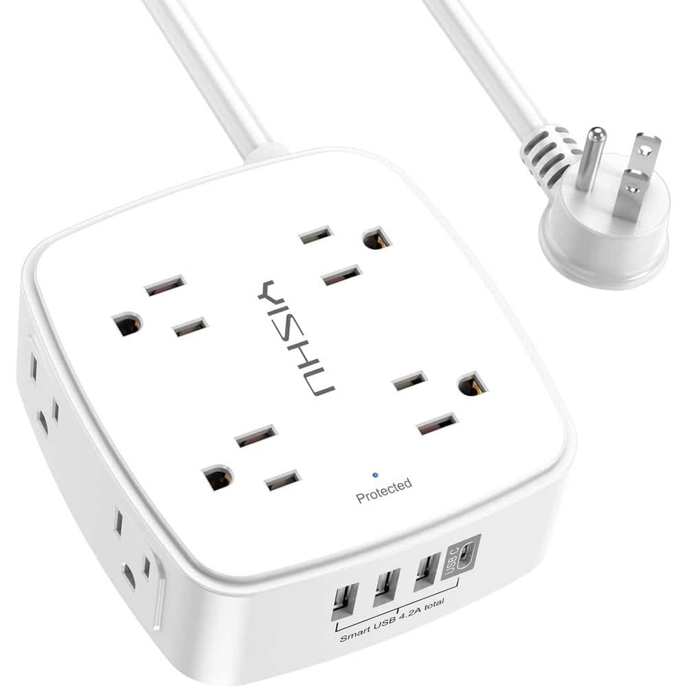 10 ft. 8-Outlets Surge Protector Power Strip with 3-USB and 1-USB-C Ports, ETL Listed in White price history on PriceWatchPro
