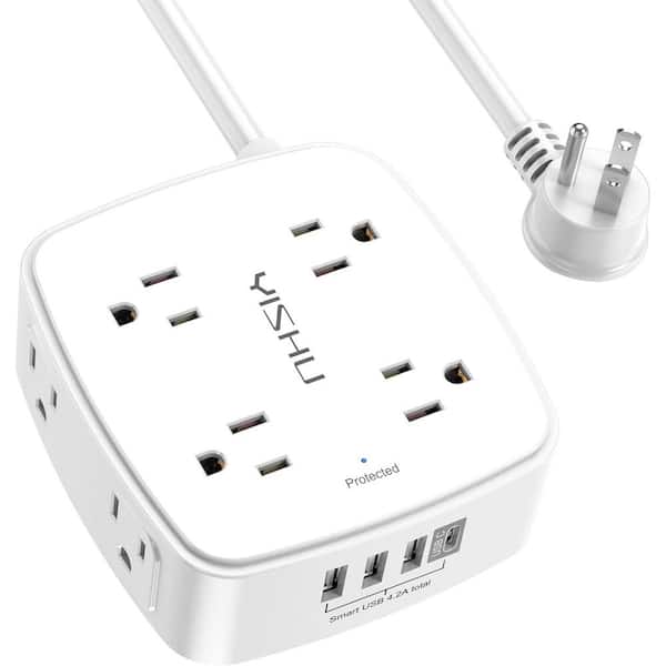 Lukyamzn 10 ft. 8-Outlets Surge Protector Power Strip with 3-USB and 1-USB-C Ports, ETL Listed in White