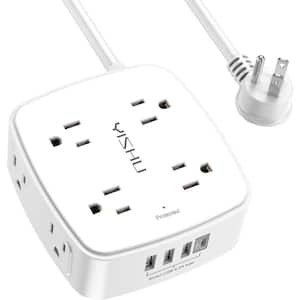 10 ft. 8-Outlets Surge Protector Power Strip with 3-USB and 1-USB-C Ports, ETL Listed in White