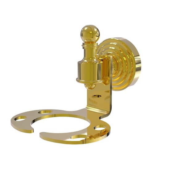 Allied Brass Retro Wave Collection Tumbler and Toothbrush Holder in Polished Brass