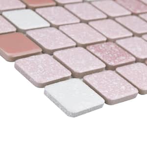 Crystalline Square 12 in. x 12 in. Pink Porcelain Mosaic Tile (9.8 sq.ft. /Case)