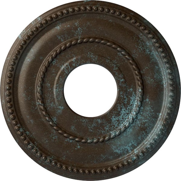 3/4 in. x 12-1/8 in. x 12-1/8 in. Polyurethane Valeriano Ceiling Medallion, Bronze Blue Patina