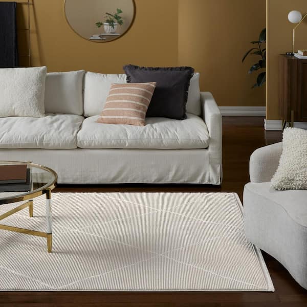 Luxe Tretta Contemporary Diamonds Ivory 6 ft. x 9 ft. Area Rug