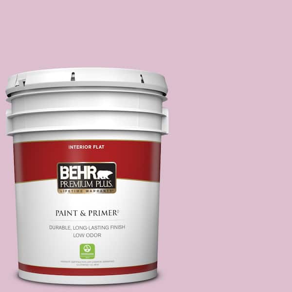 BEHR PREMIUM PLUS 5 gal. #690C-3 Delicate Bloom Flat Low Odor Interior Paint & Primer