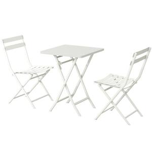 White 3-Piece Metal Square 28.35 in Outdoor Bistro Set