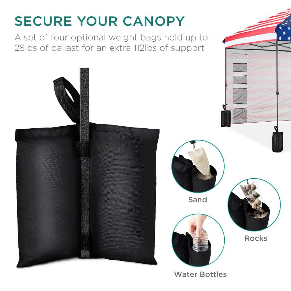 American Flag 10x10ft Pop-Up Canopy Tent with Storage Pockets
