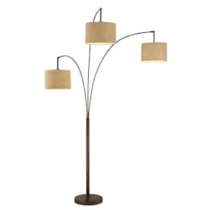 Lumiere Modern 80 in. Antique Bronze LED 3-Arc Floor Lamp with Dimmer