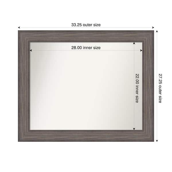 Amanti Art Country Barnwood 33.25 in. x 27.25 in. Custom Non-Beveled Wood Framed Bathroom Vanity Wall Mirror