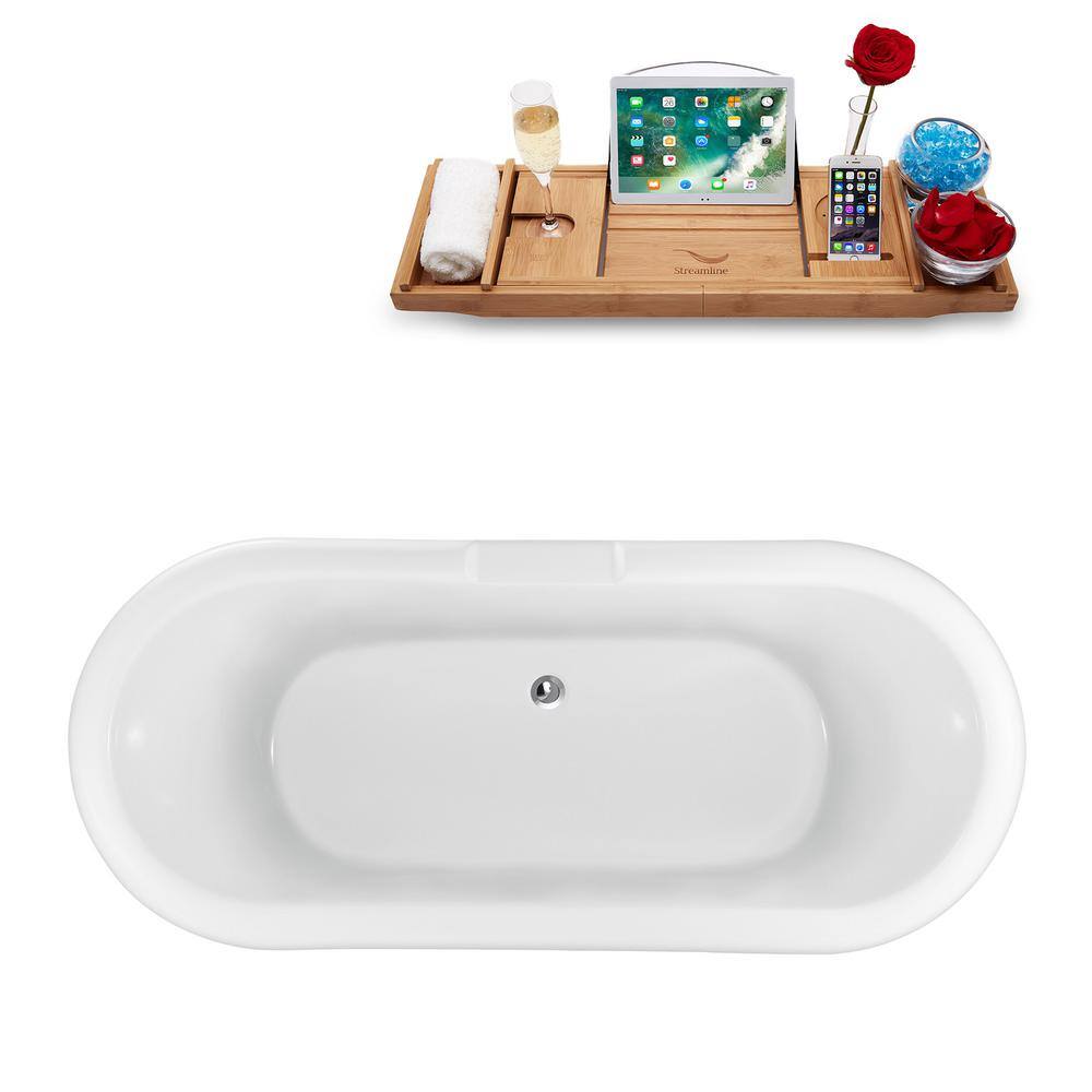 67'' Glossy White Acrylic Clawfoot Soaking Bathtub