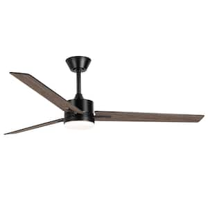 Vladimir 60 in. Integrated LED Indoor Black Ceiling Fan with Light and Remote Control Included