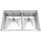 Bellus Series Drop-In Stainless Steel 33 in. 1-Hole Double Bowl Kitchen Sink