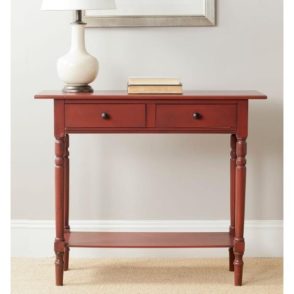 SAFAVIEH Rosemary 38 in. 2-Drawer Red Wood Console Table