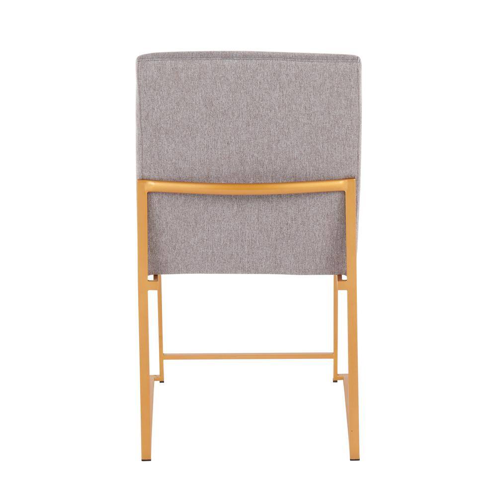 High Back Gold Metal Frame Light Grey Upholstered Side Chair