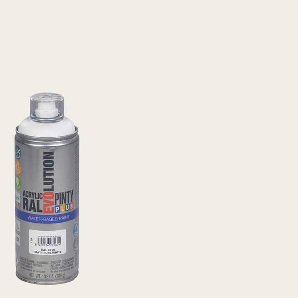 PINTY PLUS Evolution Acrylic 10.9 oz. Matt Pure White, Water Base Spray PaintNOV 720 The Home