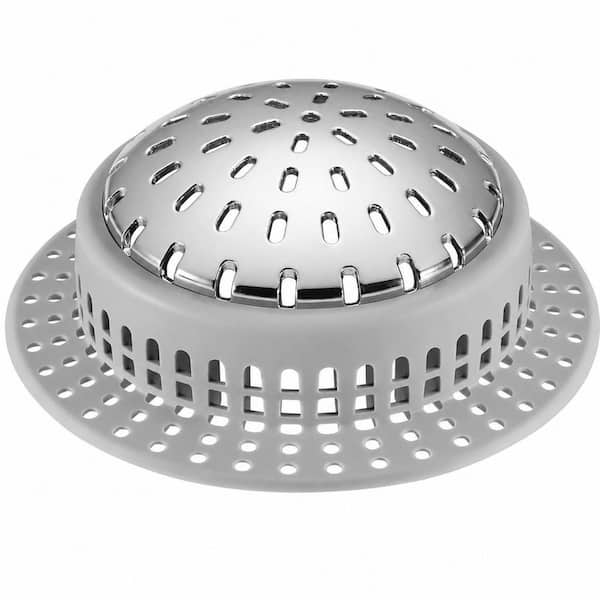 1-Piece Large Drain Hair Catcher in Silver, Upgraded Drain Catcher with Silicone Designed for Regular Drains