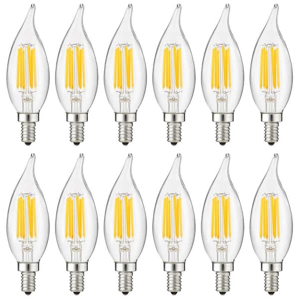 Sunlite 60-Watt Equivalent CA11 UL Listed Candelabra Screw E12 LED Light Bulb CEC Dimmable Cool White 4000K (6-Pack)