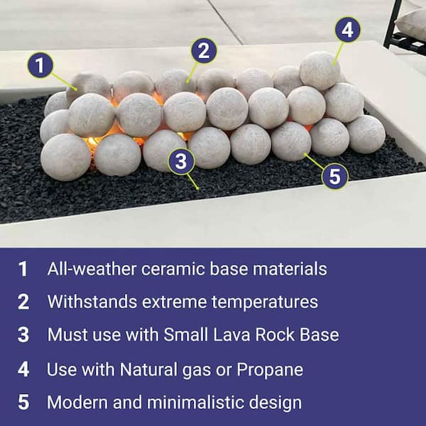 American Fire Glass 4 in. Cottage White Lite Stone Fire Balls (Set