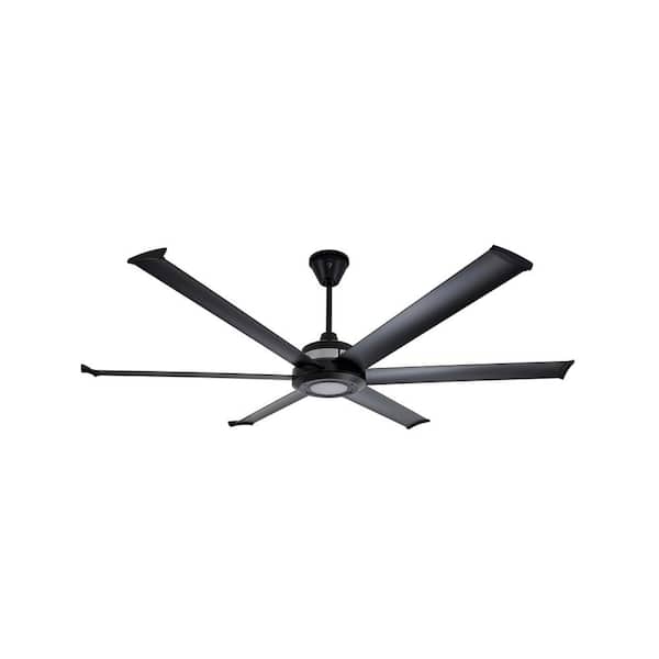 Big Ass Fans Mammoth 72 in. Smart Indoor/Outdoor Black Universal Mount Ceiling Fan with 12 in. Downrod, 2700K LED, Remote & Phone App