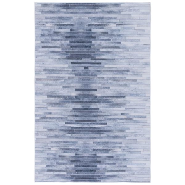 SAFAVIEH Faux Hide Light Gray/Gray 8 ft. x 10 ft. Machine Washable Distressed Floral Area Rug