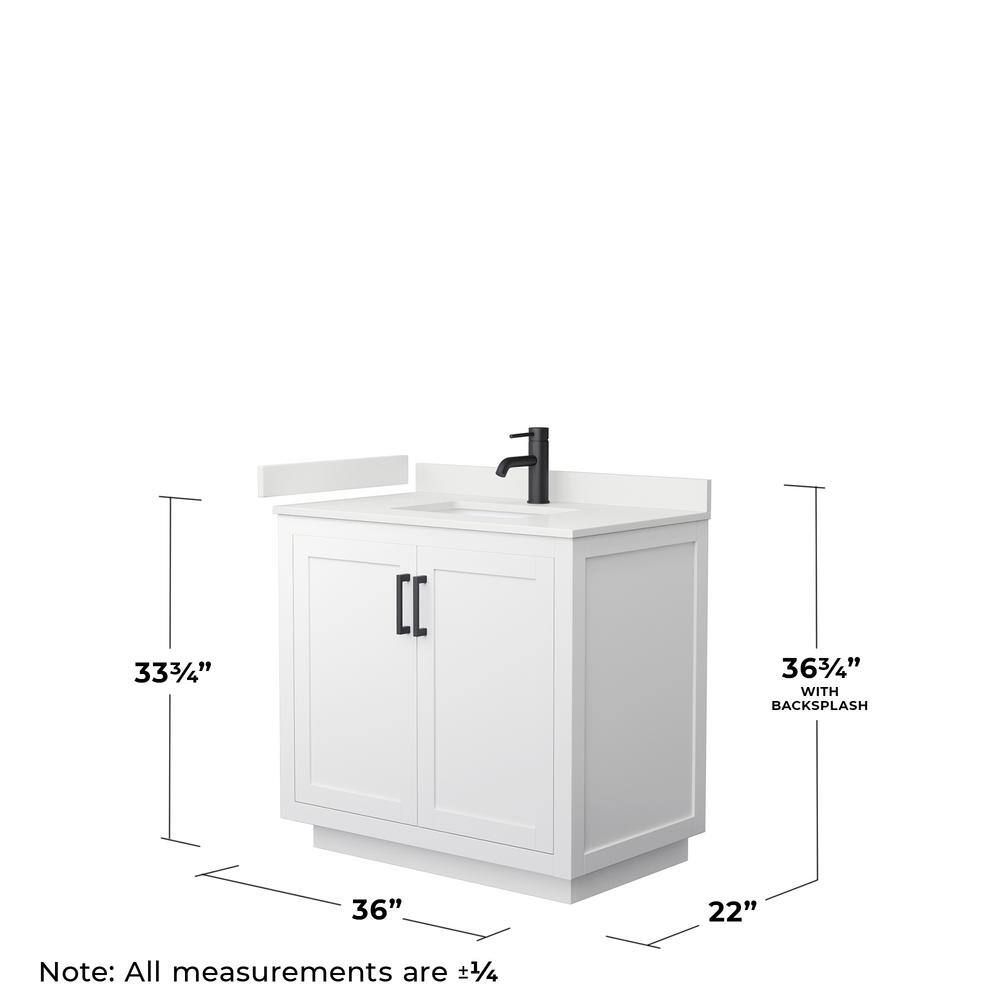 Miranda 36" White Freestanding Single Bathroom Vanity with Quartz Top