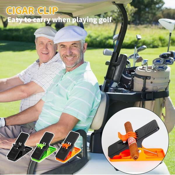 Angel Sar 3-Pack ABS Plastic Cigar Holder, Portable Golf Cart Cigar Holder  for Golfers Golf Caddy (Orange Green Black) LG78MA18