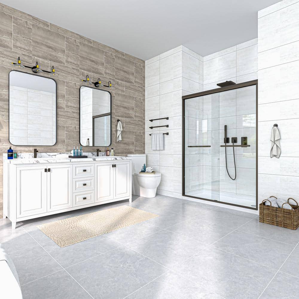72" Black Frameless Pivot Shower Door with Clear Glass