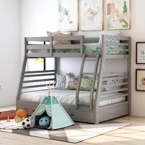 Daxter Gray Twin Over Full Bunk Bed With Drawers