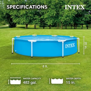 8 ft. x 20 in. Round Rust Resistant Durable Steel Metal Frame Swimming Pool