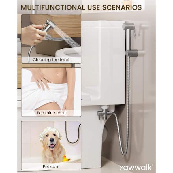 YAWWALK Round Handheld 1 Handle Bidet Faucet with Brass Valve in