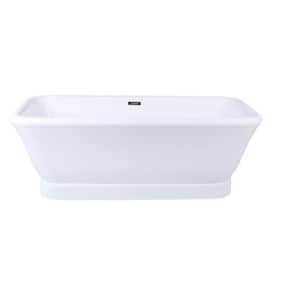 Large Modern 71 in. x 34 in. Double Ended Freestanding Soaking Bathtub in White