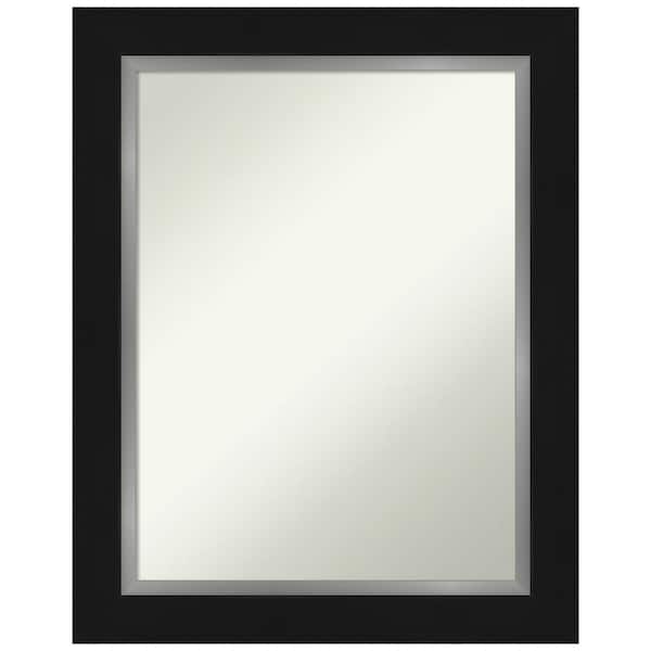 Amanti Art Eva Black Silver 23.5 in. H x 29.5 in. W Framed Non-Beveled Bathroom Vanity Mirror in Black, Silver