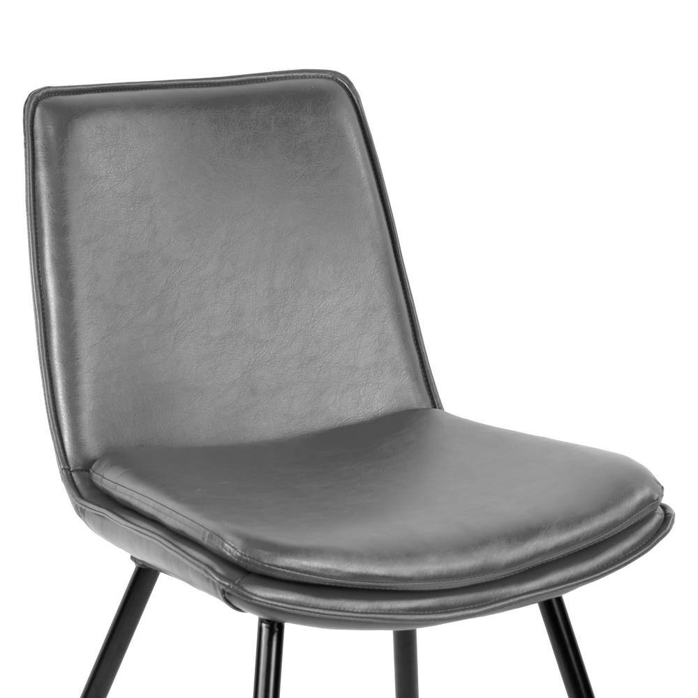 Avalon Gray Faux Leather Upholstered Side Chair with Metal Legs