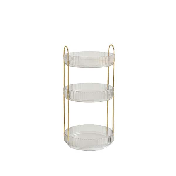 3-Tier 360 Rotating Vanity Organizer in White, Cosmetic Storage Rack for Bathroom Counter and Dressing Table Storage