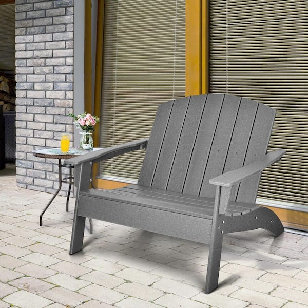 Gray All-Weather Resistant Plastic Adirondack Loveseat (Set of 1)