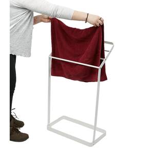 20 in. W x 32.75 in. H White Metal 3-Tier Bath Towel Bar Stand Alone Bathroom Rack Drying Stand