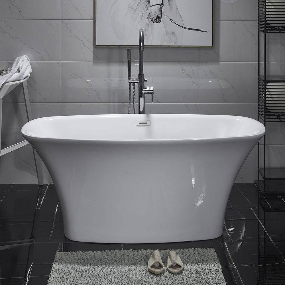 MYCASS 67 in. x 30.7 in. Acrylic Flatbottom Oval Japanese Soaking Anti