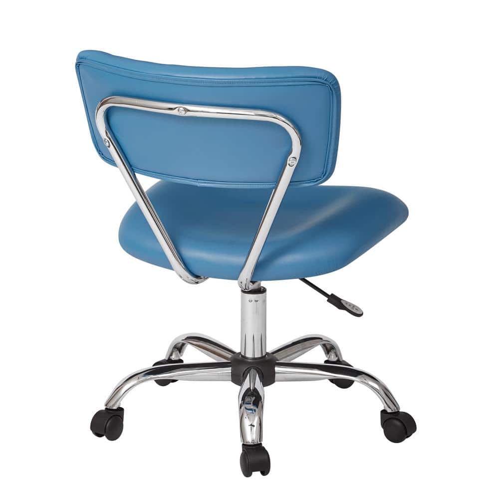 Vista Swivel Low-Back Task Chair in Blue Faux Leather