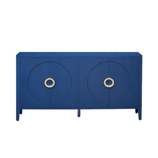 59.8 in. W x 15.7 in. D x 32 in. H Blue Linen Cabinet with