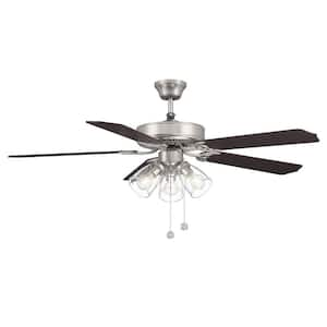 52 in. Indoor Brushed Nickel Ceiling Fan with Light Kit