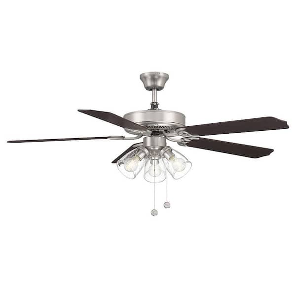 Savoy House Meridian 52 in. Indoor Brushed Nickel Ceiling Fan with Light Kit