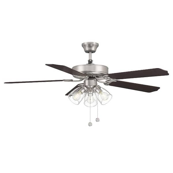 TUXEDO PARK LIGHTING 52 in. Indoor Brushed Nickel Ceiling Fan with Light Kit