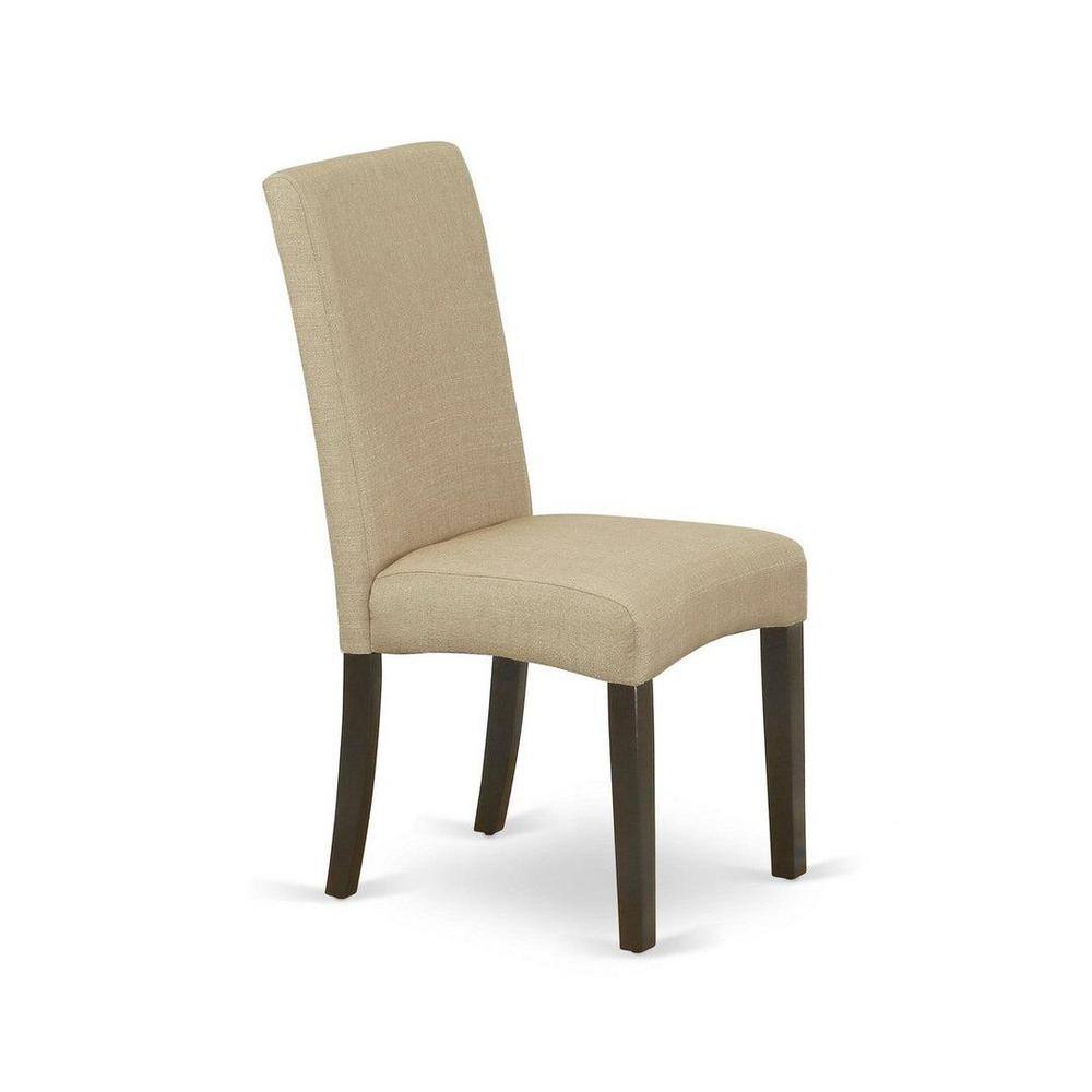 Cappuccino Finish 5-Piece Butterfly Leaf Dining Set with Linen Fabric Chairs