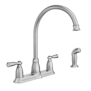 Banbury High-Arc Double Handle Standard Kitchen Faucet with Side Sprayer in Spot Resist Stainless
